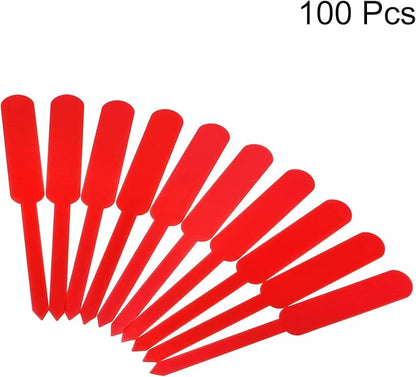 PATIKIL Plant Labels, 100Pcs PP Rectangle Marker Tags for Outdoor Indoor Garden, Red