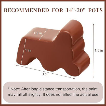 Kigeli 6 Pcs Resin Garden Pot Feet for Outdoor Planters 3 Inch Long 1.5 Inch Tall Flower Handmade Elevator Plant Feet Frost Proof Lifter for 14-20 in Pot(Brown,Classic)
