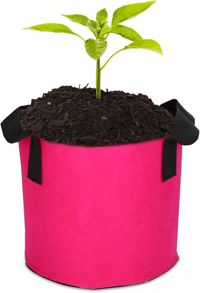 Grow Bags,Growing Pot Bags Garden Grow Bag Indoor Outdoor Fabric Aeration Plant Pot Container Flower Vegetable Pouch (Rose Red,7 Gallon)