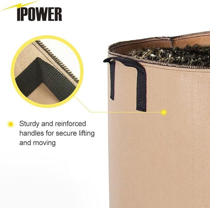 iPower Plant Grow Bag 20-Gallon 5-Pack Heavy Duty Fabric Pots, 300G Thickened Nonwoven Aeration Durable Container, Nylon Strap Handles for Gardening, Planting Tomatoes, Herbs, Flowers, Tan