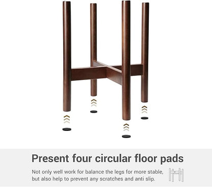Mkono Plant Stand Mid Century Wood Flower Pot Holder (Plant Pot NOT Included) Modern Potted Stand Indoor Display Rack Rustic Decor, Up to 10 Inch Planter, Dark Brown