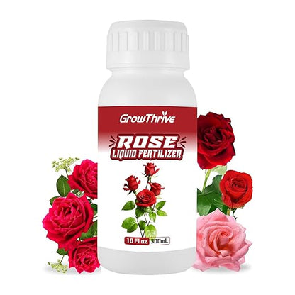 Rose Liquid Fertilizer 300ml – Organic Rose Plant Food with Probiotics, Natural Flower Fertilizer for Bigger Blooms, Greener Leaves & Healthy Roots – Concentrated 1:400 Formula