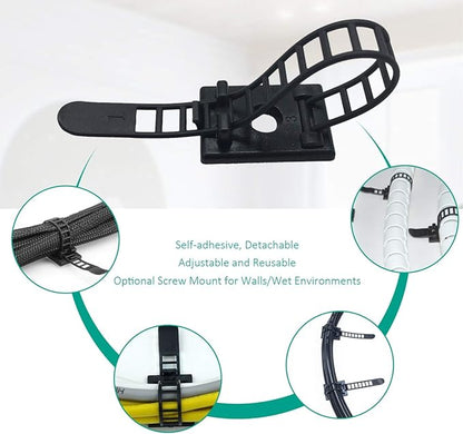 200 Pieces Cable Management Desk Wire Organizer Cable Ties Zip Ties Adhesive Cord Clips Cord Keeper Desk Wire Management