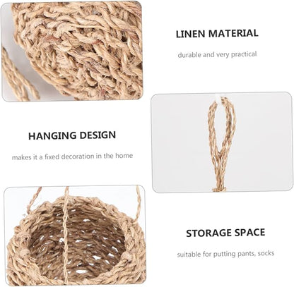 BESPORTBLE 2pcs Mini Handwoven Rope Basket for Plants Storage Decorative Hanging Storage Blanket for Home Decor for Pot Cover and Plant Unique