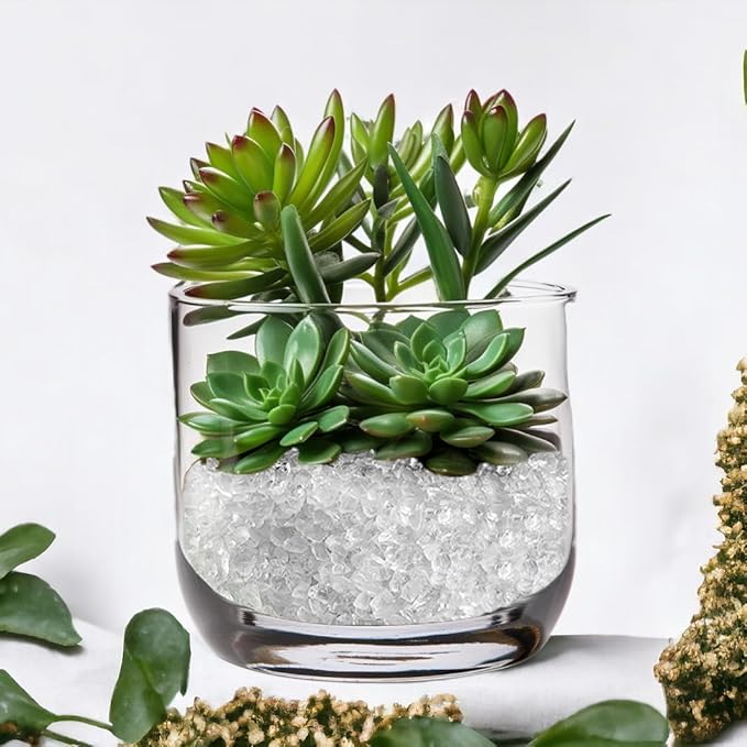 HappyFiller Crushed Glass for Resin Art,Broken Piece Granules Crafts,Vase Fillers Candle Holder Sand Pebbles,Succulent Terrarium Decor,Tabletop Fire Pit,Aquarium Fishbowl,Transparent 1.3LB