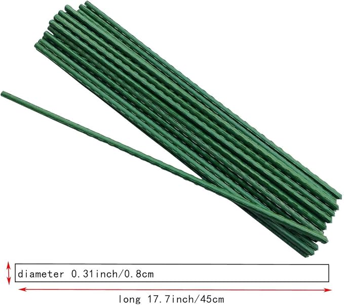 Arlai 45cm/1.48 Ft Garden Stakes, Plastic Coated Steel Plant Stakes Sturdy Tomato Stakes, Pack of 25