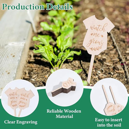 GORGECRAFT 30Pcs Watch Me Grow Plant Tags Succulent Labels Clothes Wooden Plant Stakes Gift Nursery Garden Marker Sign for Seed Potted Flower Herbs Teacher Appreciation Xmas Thanksgiving Supplies