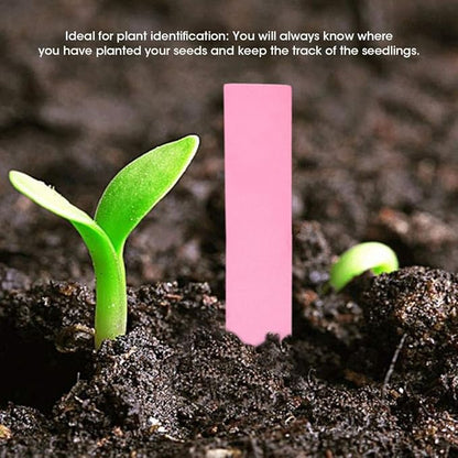 100 Pcs Plant Labels Tags, Plastic Plant Seed Waterproof Labels Pot Marker Nursery Garden Stake Tags (Pink)