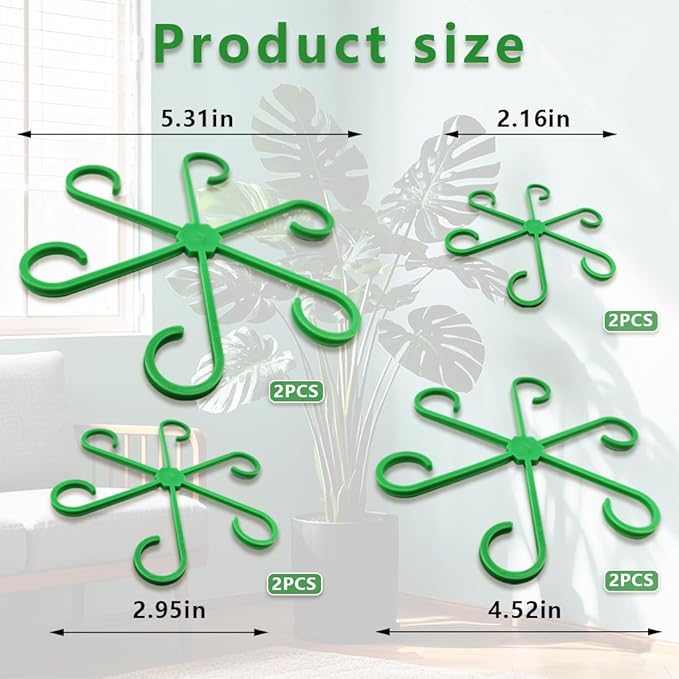 Plant Stem Holders 12 Pieces,4 Sizes Flower Stand Stem Hooks Plant Care Planting Accessories,Plastic Reusable Indoor Plant Stem Holders for Indoor and Outdoor Flowers and Plants
