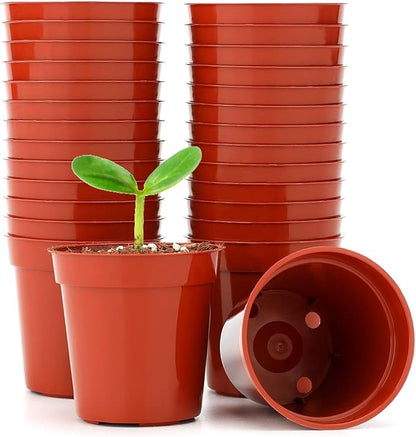 KINGLAKE GARDEN Small Terracotta Plastic Pots,50 Packs 2 Inch Small Plant Pots with Drainage Holes,Mini Nursery Plastic Plant Planters for Succulents,Indoor Outdoor Plant