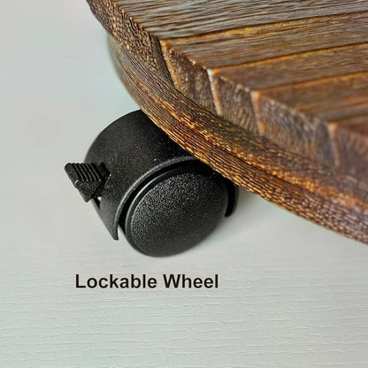 Wood Plant Caddy, Heavy Duty Rolling Planter Dolly With Rotating Casters, Movable Flower Pot Stand, Round Plant Stand With Lockable Wheels, Heavy Objects Hauling (12 Inch)