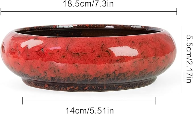Lotus Bowl Planter - 7.3 Inch Large Lotus Flower Bowl for Water Plants, Ceramic Hydroponic Planter Water Lily Bowl for Planting Aquatic and Indoor Succulent Plants and Bonsai
