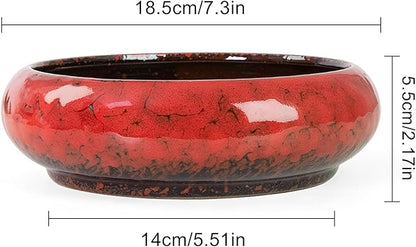 Lotus Bowl Planter - 7.3 Inch Large Lotus Flower Bowl for Water Plants, Ceramic Hydroponic Planter Water Lily Bowl for Planting Aquatic and Indoor Succulent Plants and Bonsai