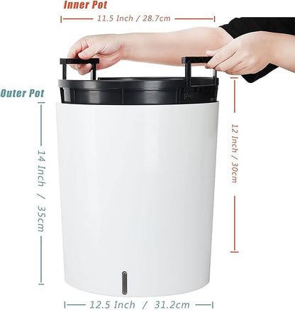 SAROSORA Large Round Self Watering Planter Pot 12.5'' for Home Garden Patio Tall Tree