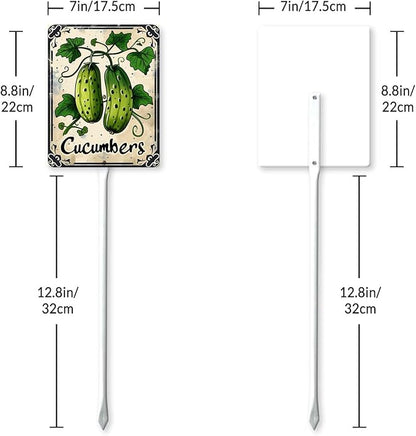 Uptell Vegetable Garden Cucumbers Yard Sign Label With Stake Plant Markers For Outdoor Plants Waterproof 7x8.8inch Nursery Garden Outdoor Sign