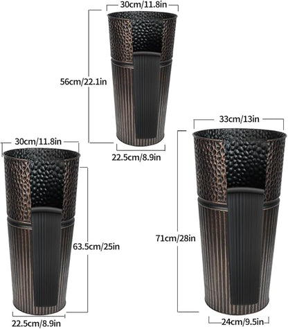 2 Pcs Pack 22 Inches Metal Tall Tapered Planter Pots Large Round Planter Flower Pot with Drainage Holes for Indoor Outdoor Deck Porch Garden Home Patio Front Door (Antique Copper, S)