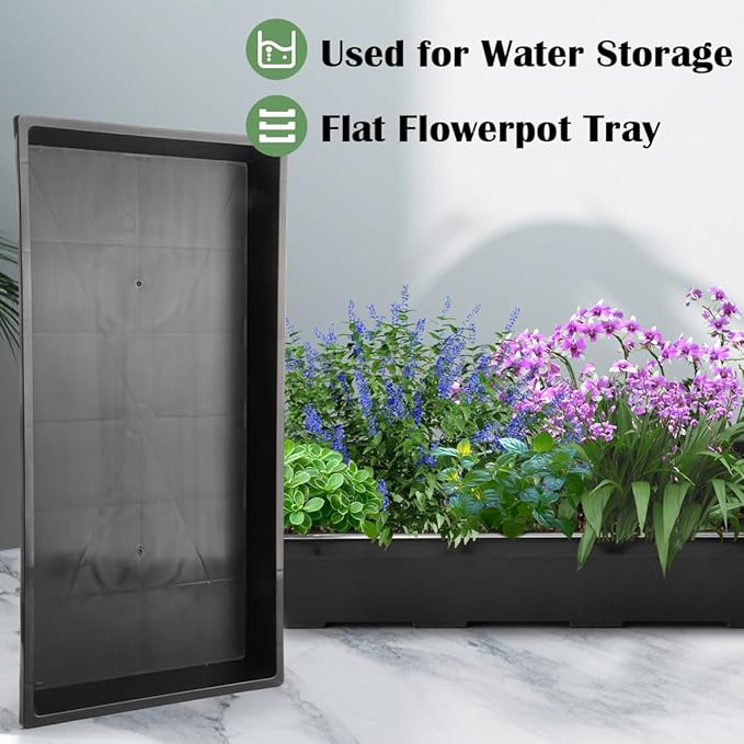 1020 Nursery Pot Trays 5 Pack, Plastic Flat Seed Starter Tray, Reusable Seedling Starting Tray for Holding and Carrying Plant Pots (Black)