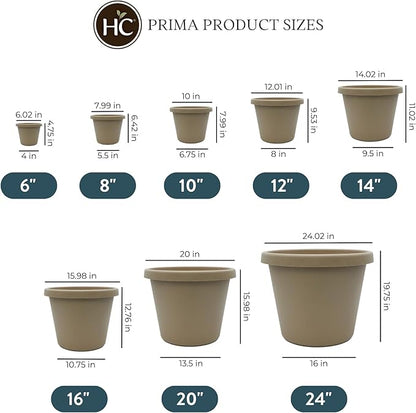 The HC Companies Prima Round Plastic Plant Pot w/Rolled Rim - Lightweight & UV Resistant Flower Pot for Herbs & More - Outdoor & Indoor Plant Pots w/Drainage (16 inch, Sandstone, Pack of 1)