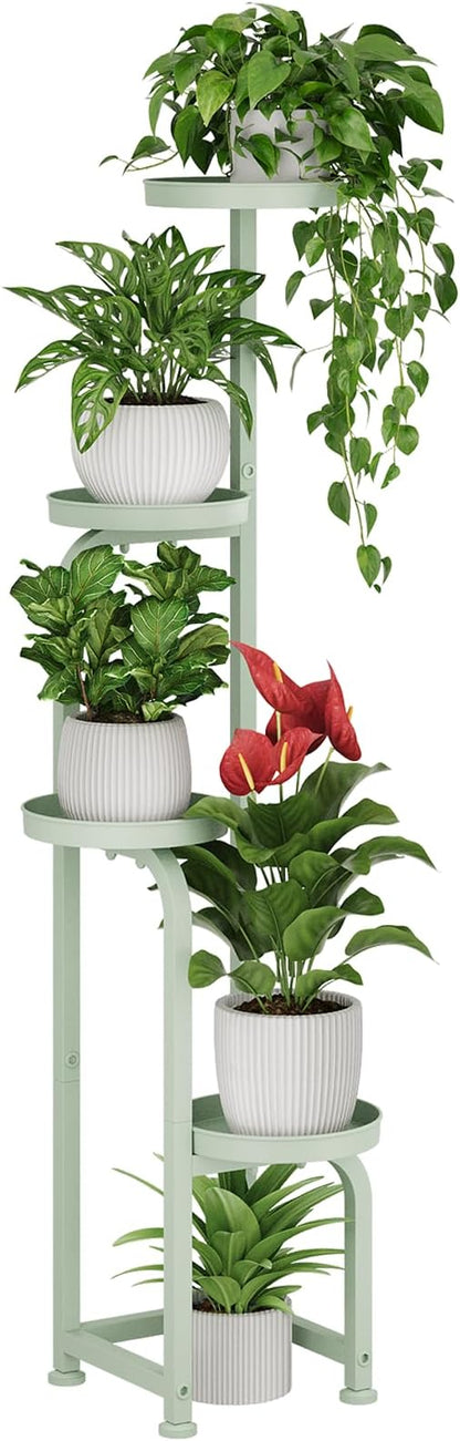 Bamworld Corner Plant Stand Indoor Outdoor, Tall Metal Flower Pot Stands for Multiple Plants, 4 Tier Mint Green Heavy Duty Plant Shelf for Patio Garden Balcony Living Room Bedroom(Patent Design)
