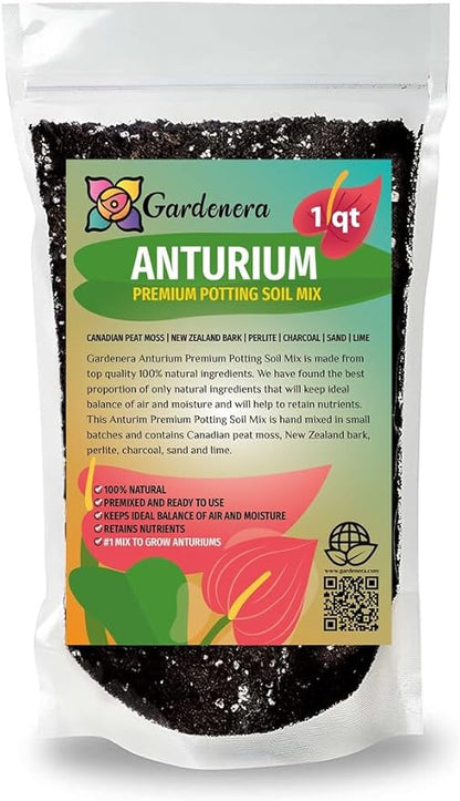 Gardenera Anthurium Potting Soil - Ensure The Health and Success of Your Plants - 1 Quart