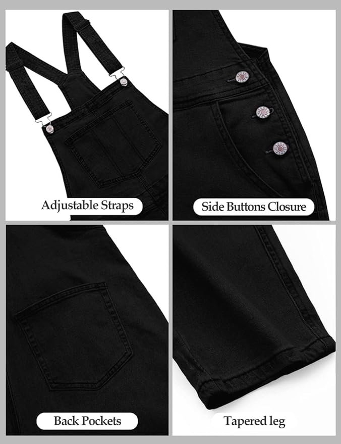 Vetinee Womens Classic Adjustable Straps Pockets Denim Bib Overalls Jeans Pants