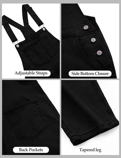 Vetinee Womens Classic Adjustable Straps Pockets Denim Bib Overalls Jeans Pants