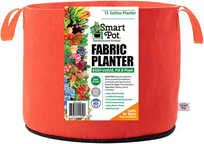 SMART POT 15-Gallon Soft-Sided Planter with Handles, Orange