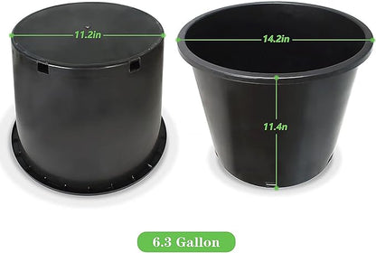 Planter Nursery Pots 6.3 Gallon Pots for Plants, Injection Molded Plastic Nursery Pots, Plant Container 6.3 Gal 10-Pack