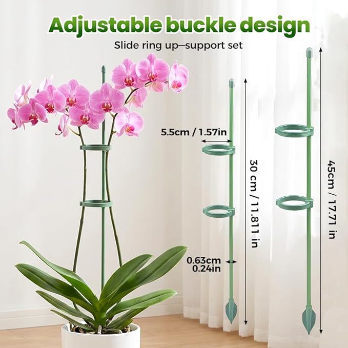Extendable Plant Stakes, 17 Inch Plant Support Stakes with Clips, Sturdy Plant Stakes for Indoor Outdoor,Garden Sticks for Tomato,Orchid,Climbing Plants (45cm, 10Pcs)