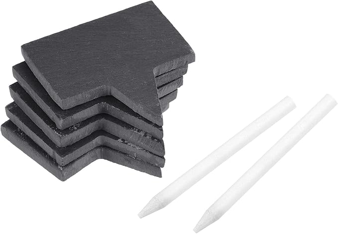 PATIKIL Plant Labels with Pen, 5Pcs Slate Square Shape Marker Tags for Outdoor Indoor Garden