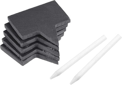 PATIKIL Plant Labels with Pen, 5Pcs Slate Square Shape Marker Tags for Outdoor Indoor Garden