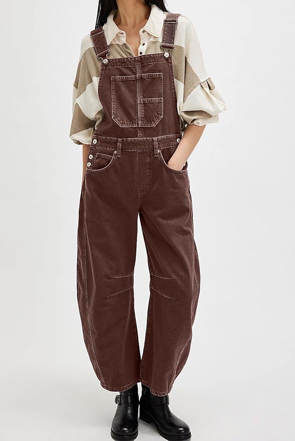 loveimgs Women Y2k Baggy Barrel Jeans Overalls Wide Leg Denim Pants Bib Overalls Jumpsuit Boyfriend Patchwork Jeans