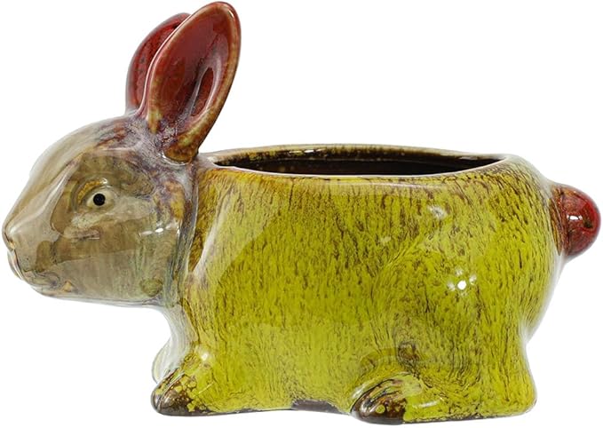WAIT FLY Cute Animal Ceramic Flower Pot Succulent Planter-Rabbit