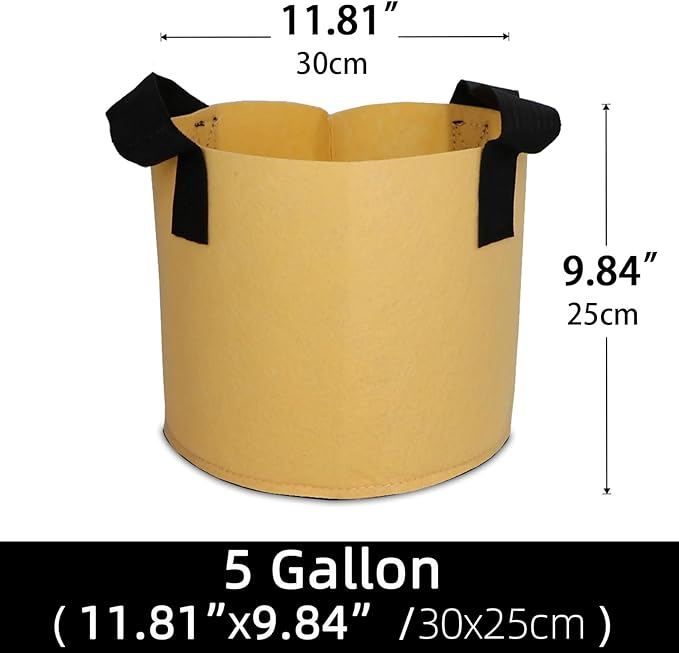 Grow Bags,Growing Pot Bags Garden Grow Bag Indoor Outdoor Fabric Aeration Plant Pot Container Flower Vegetable Pouch (Khaki,5 Gallon)