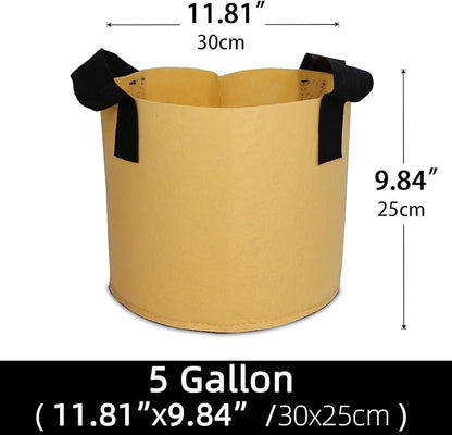 Grow Bags,Growing Pot Bags Garden Grow Bag Indoor Outdoor Fabric Aeration Plant Pot Container Flower Vegetable Pouch (Khaki,5 Gallon)