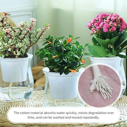 49.2 feet 1/4 Inch Natural White Self Watering Wick Cord Automatic Watering Cotton Rope System Hydroponic Wicking for Vacation Plant Care Capillary Wicks for Self Watering Planters and Pot