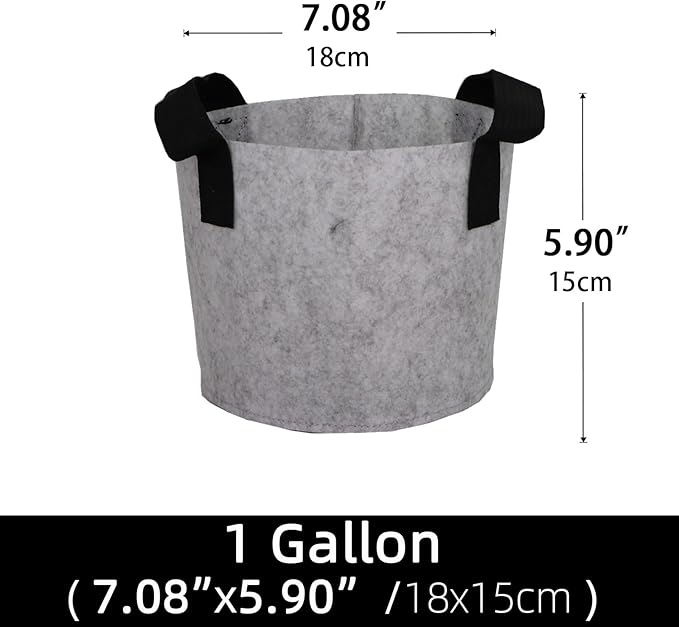 Grow Bags,Growing Pot Bags Garden Grow Bag Indoor Outdoor Fabric Aeration Plant Pot Container Flower Vegetable Pouch (Light Gray,1 Gallon)