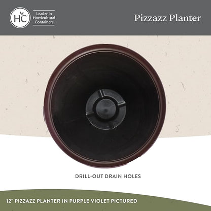 The HC Companies 16 Inch Pizzazz Round Planter Pots with Ceramic Look, Lightweight UV-Resistant Plastic Indoor & Outdoor Planters, 2-Pack Flower Pots for Garden & Home Decor, Foggy Gray