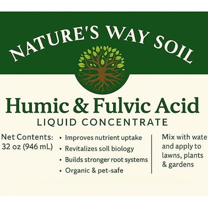 Nature’s Way Soil Liquid Humic & Fulvic Acid Soil Conditioner – Fix Hard Clay Soil, Improve Lawn & Garden Soil Health, Relieve Plant Stress & Nutrient Lockout, Organic Kelp Blend Concentrate