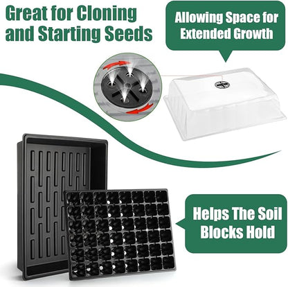5-Pack No Drip Seed Starter Trays with 4" Humidity Dome - 240 Cells Deep Root Plug Trays, 2.76" Depth for Strong Roots Perfect for Vegetables, Herbs, Flowers & Plant Propagation, Gardening Supplies