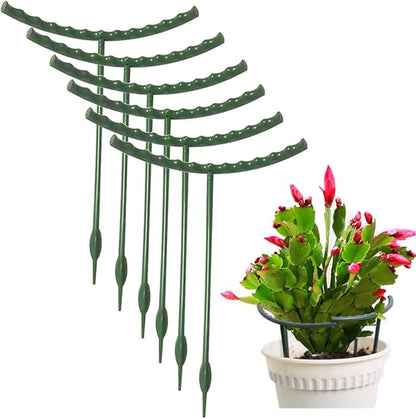 Mwellewm 10 Pack Plant Support Plant Stakes Metal Half Round Search Support Ring Small Plastic Cage Holder Short Stem Flower Pot Climbing Trellis for House Flower Vegetable Indoor Leafy(5.7 x 9.8inch)