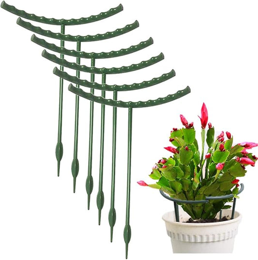Mwellewm 10 Pack Plant Support Plant Stakes Metal Half Round Search Support Ring Small Plastic Cage Holder Short Stem Flower Pot Climbing Trellis for House Flower Vegetable Indoor Leafy(5.7 x 9.8inch)