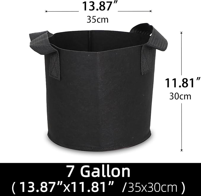 Grow Bags,Growing Pot Bags Garden Grow Bag Indoor Outdoor Fabric Aeration Plant Pot Container Flower Vegetable Pouch (Black,7 Gallon)