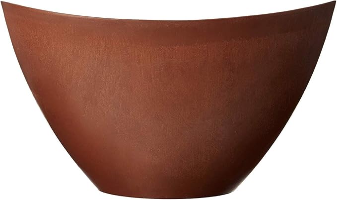 PSW Pot Collection YB41TCB Plastic/Stone/Wood Composite Curved Planter Pot – No Drainage Hole (Drillable), for Indoor and Outdoor Plants and Gardens, 16-inch, Terra Cotta Color