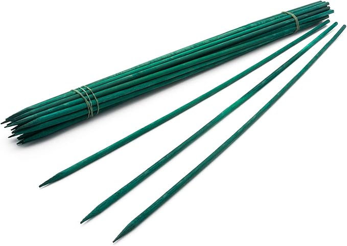 Royal Imports Green Wood Plant Stake, Bamboo Floral Gardening Sturdy Support Picks, Wooden Sign Posting Potted Garden Orchid Sticks (12 Inch - 25 Pcs)
