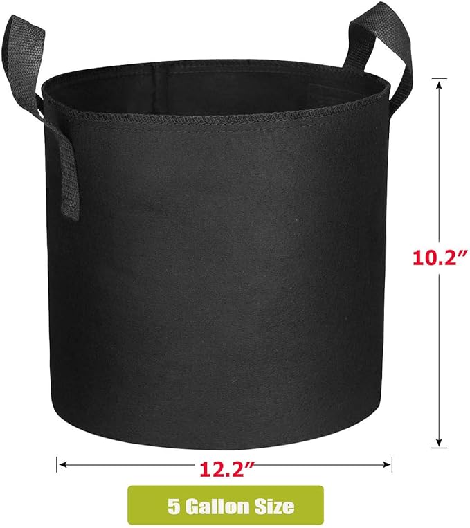 10-Pack 5 Gallon Plant Grow Bags, Heavy Duty 300G Thickened Non-Woven Aeration Fabric Pots with Reinforced Handles