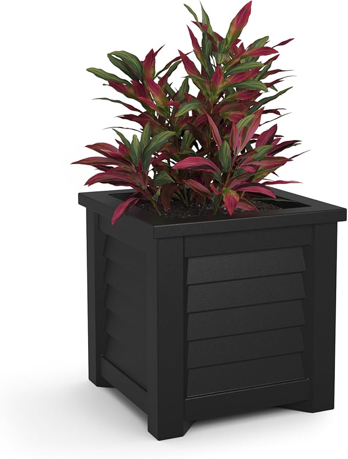 Mayne 5866-B Lakeland Square Patio Planter, 16x16, Black