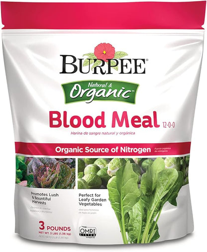 Burpee Organic Tomato & Vegetable Plant Food Granular Fertilizer Bundle with Blood Meal Nitrogen Fertilizer for Tomatoes, Spinach, Broccoli, Leafy Greens, 4 lb & 3 lb
