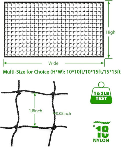 Baseball Softball Backstop Nets, Heavy Duty Sports Netting Barrier #18 Baseball Netting 10'x10'/10'x20'/15'x15'…
