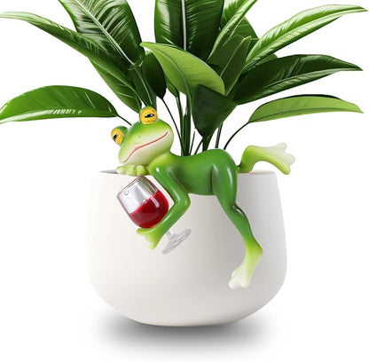 HPMAISON Miniature Frog Figurines Plant Decorations for Pots Frog Statue Planter Hugger Resin Garden Outdoor Fairy Garden Statue Hanging Figurines Yard Patio Decor Desk Ornament Women Gift